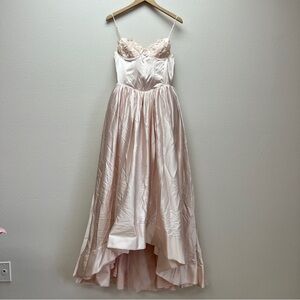 For Love and Lemons Pale Blush High-Low Satin Dress